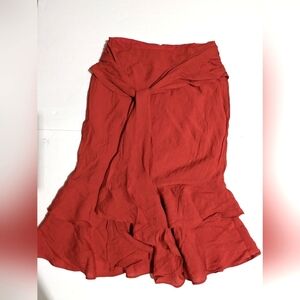 Urban Outfitters red satin ruffle long skirt red 32054 size Small